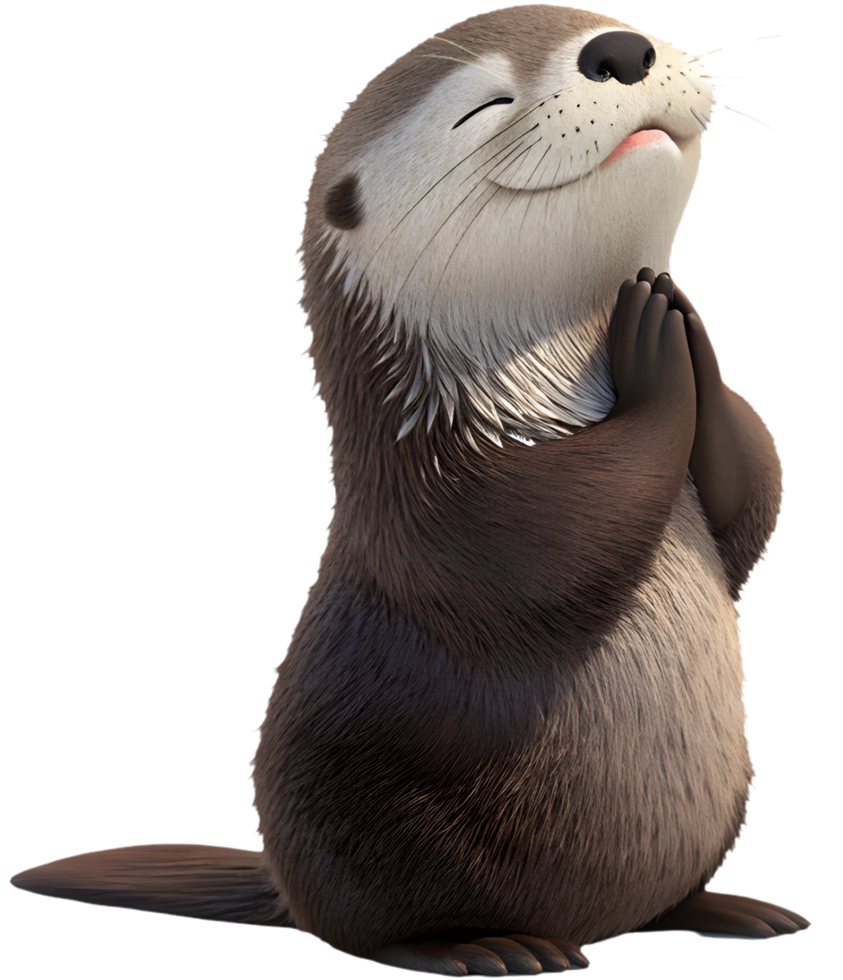 Sweet and Fun Cartoon Sea Otter for Illustrations. . png