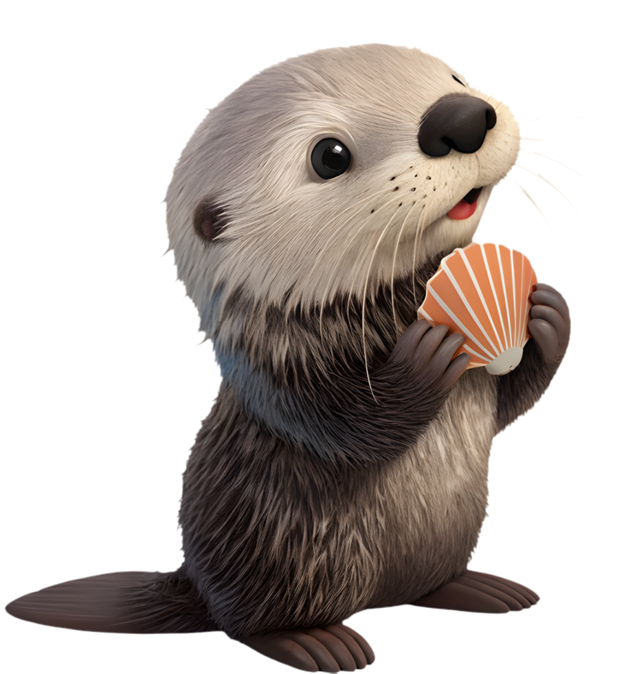Charming and Cute Cartoon Sea Otter for Projects. . png