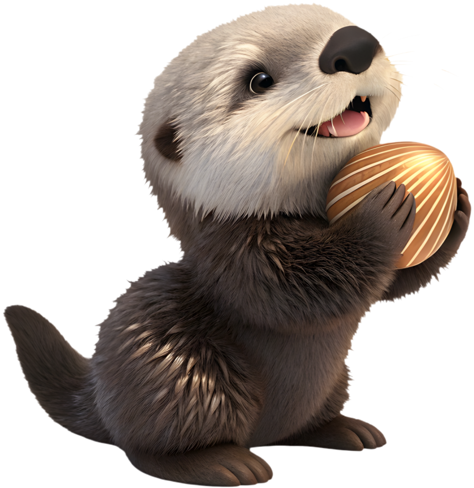 Playful Cartoon Sea Otter Character for Cute Illustrations. . png