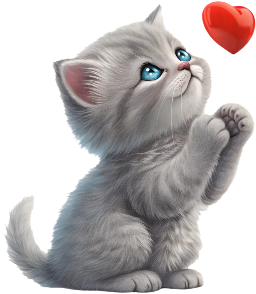 Cute Kitten with Love Gesture for Charming Designs. . png