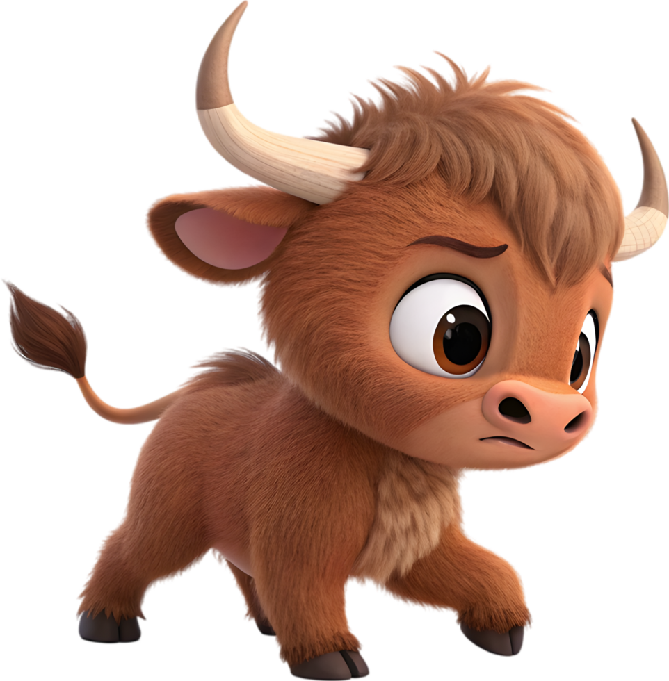 Anime-Style Bull Calf Displays Poised and Elegant Charm. . png