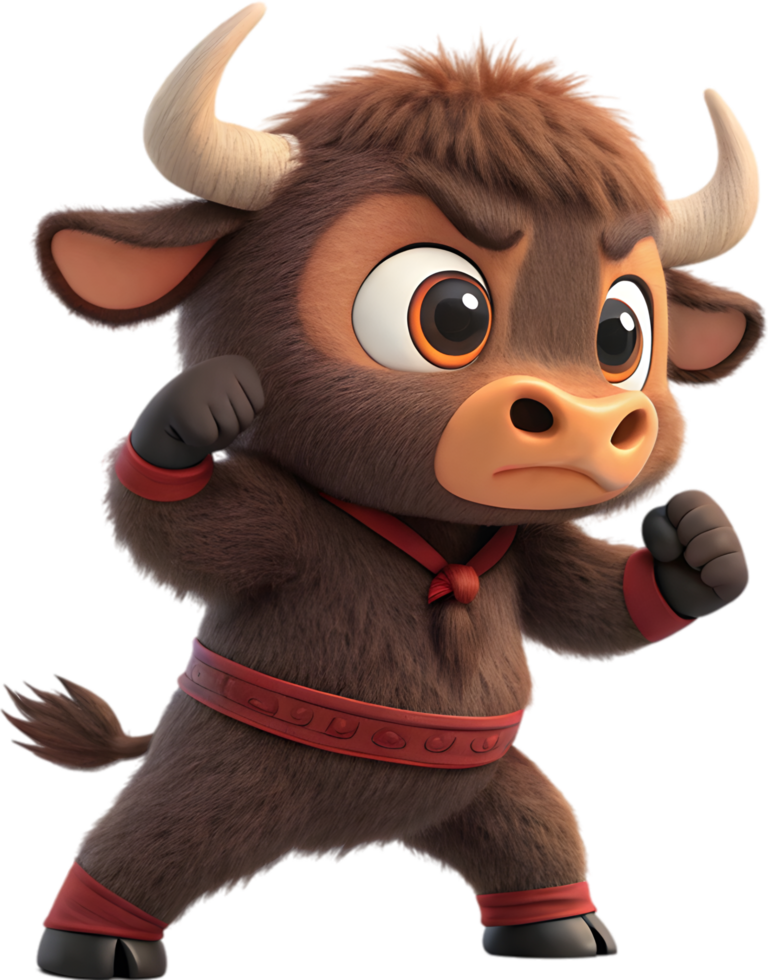 Adorable Bull Calf in Anime Style with Artistic Flair. . png