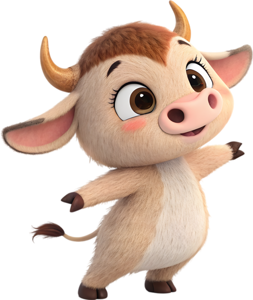 Artistic Anime Bull Calf Highlights Charming Poise. . png