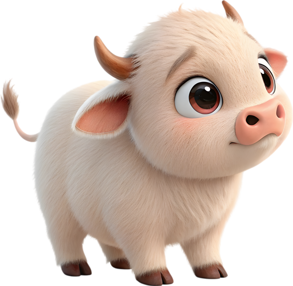 Anime-Inspired Bull Calf Depicted with Poised Charm. . png