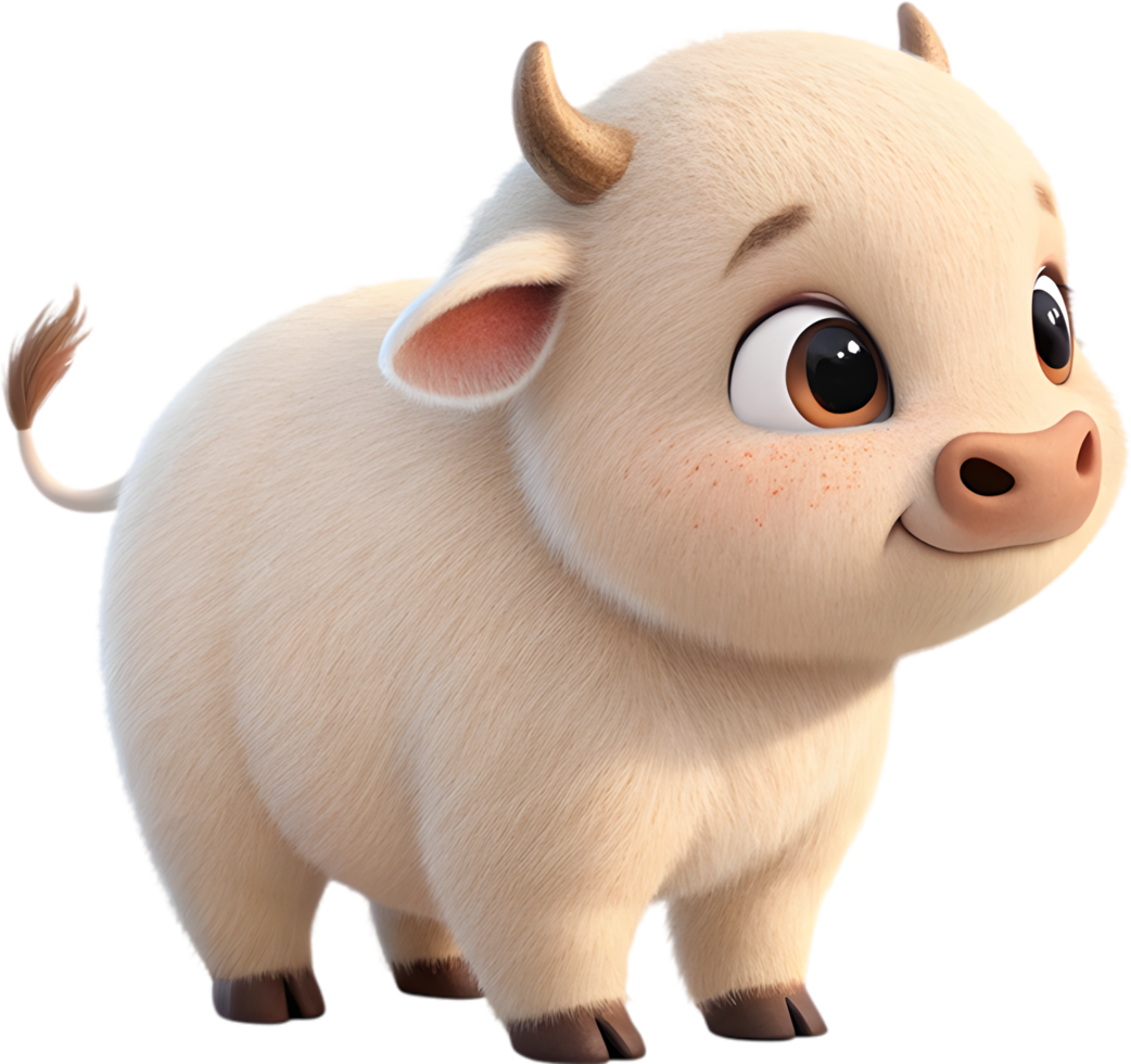 Stylized Anime Bull Calf in Graceful and Elegant Pose. . png