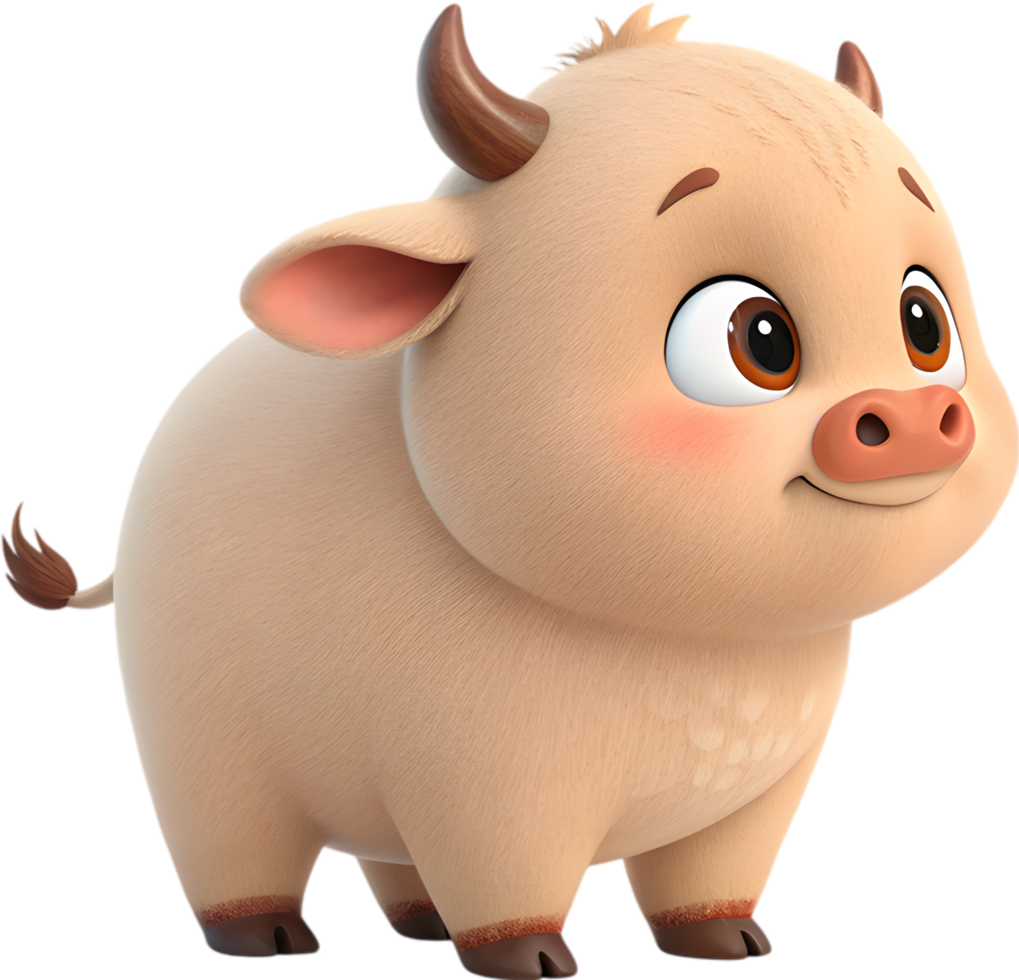 Anime Bull Calf Captures Elegance in Artistic Rendering. . png