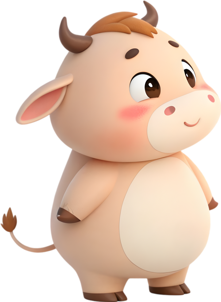 Artistic Bull Calf Portrayed in Beautiful Anime Style. . png
