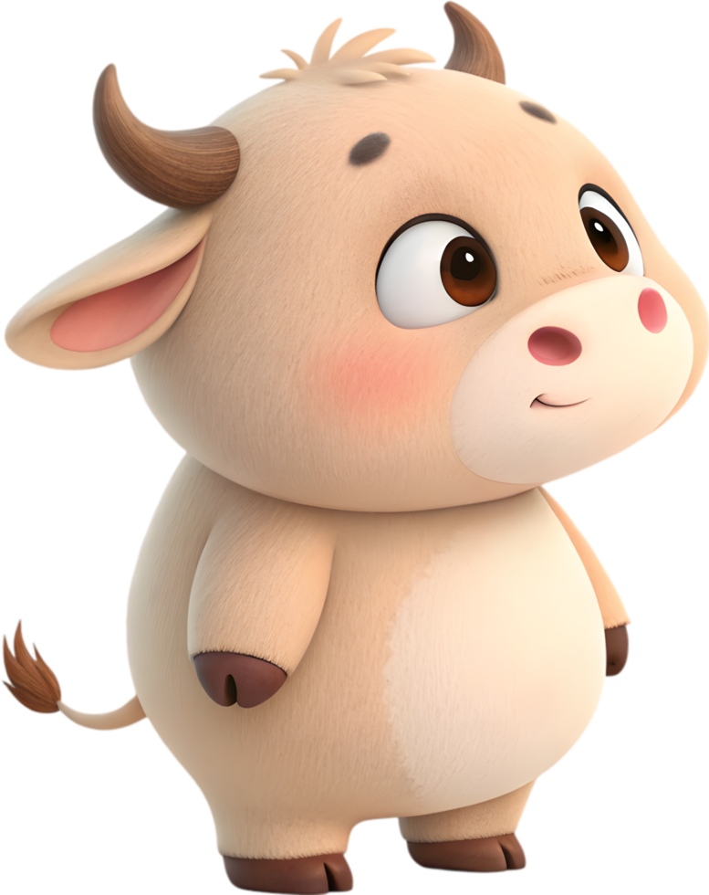 Artistic Rendering of Anime Bull Calf with Poised Grace. . png