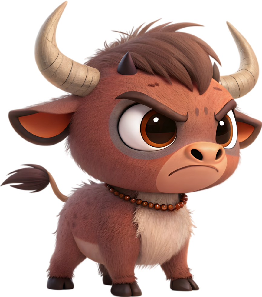 Stylized Anime Bull Calf Demonstrates Graceful Poise in Art. . png