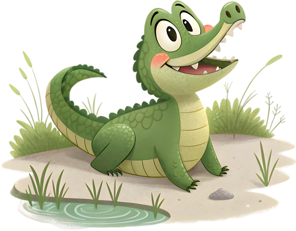 Playful Crocodile Character Design Inspired by Japanese Animation Style. . png