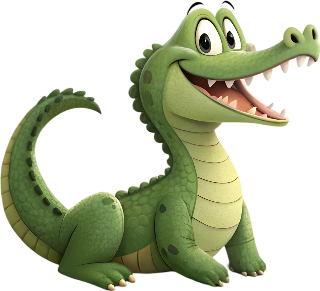 Japanese Animation Crocodile Featuring Artistic and Playful Character Pose. . png
