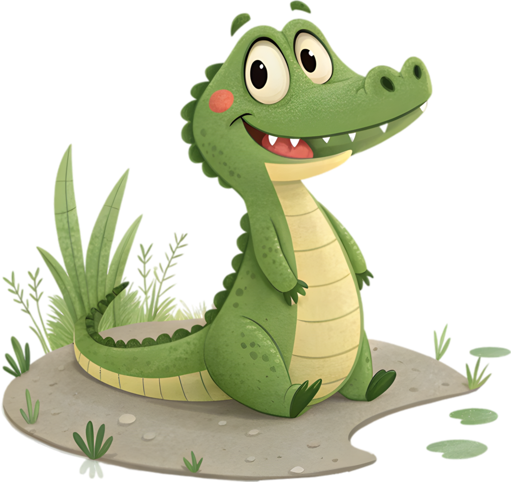 Artistic Japanese Anime Crocodile Showcasing Fun and Dynamic Energy. . png