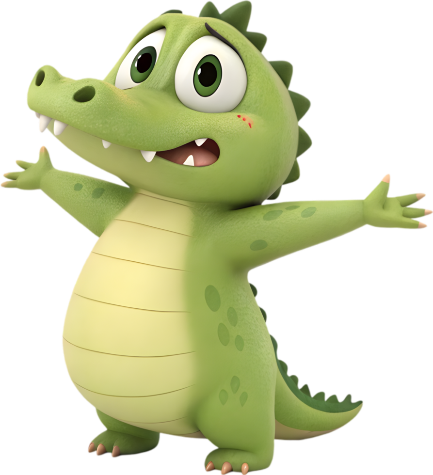 Japanese Anime-Style Crocodile Showcasing Playful and Fun Pose. . png