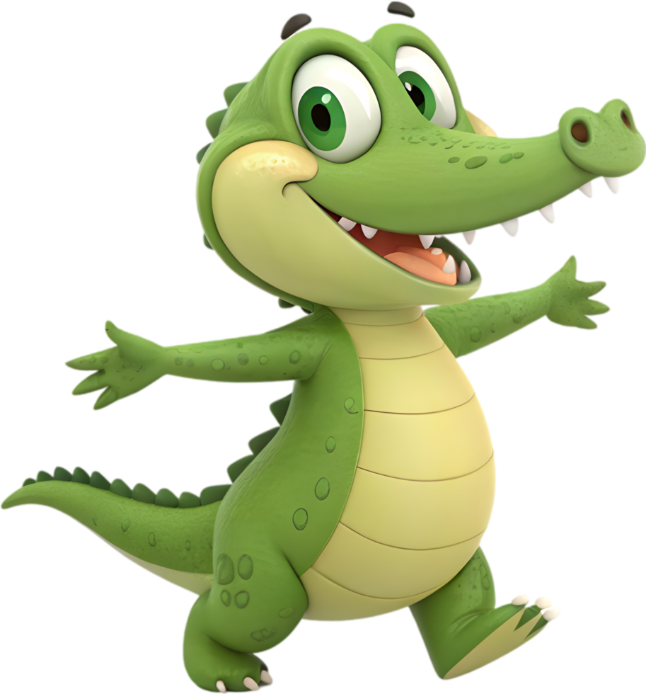 Playful Crocodile Character with Vibrant Japanese Anime Styling. . png