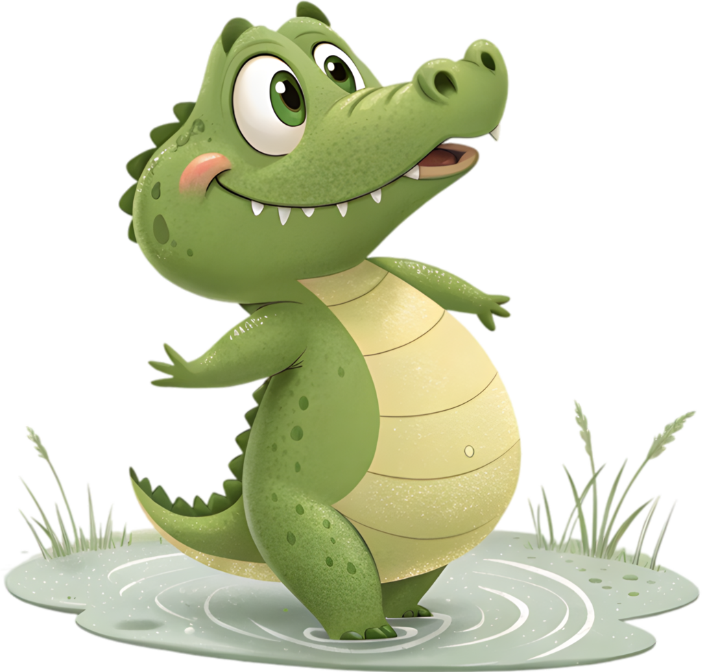 Artistic Crocodile Character in Japanese Animation Style Rendering. . png