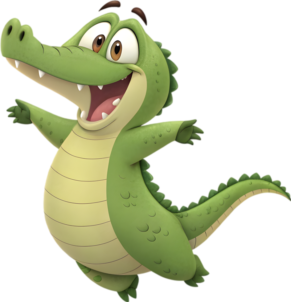 Young Playful Crocodile Rendered in Japanese Animation Art Style. . png