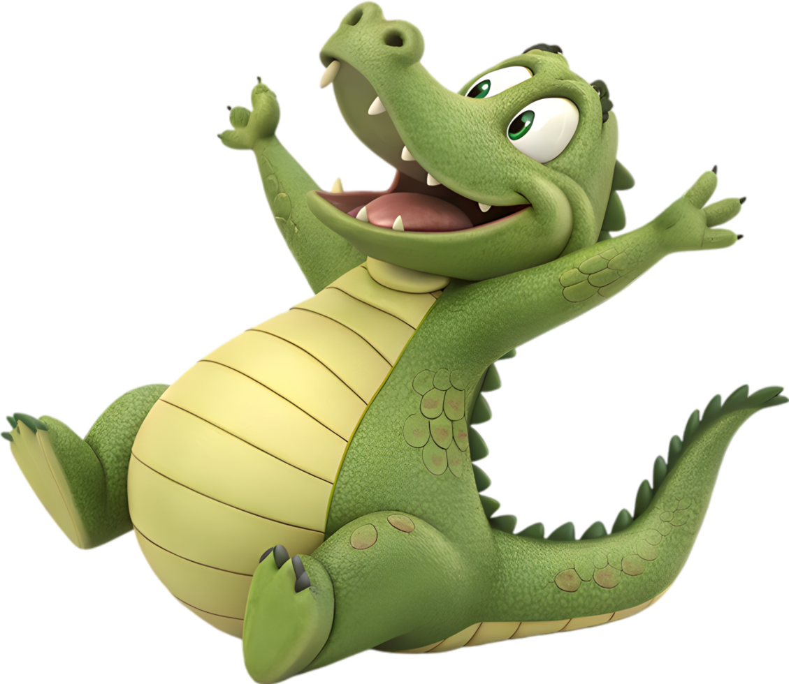 Playful Crocodile Character Designed with Japanese Animation Creativity. . png