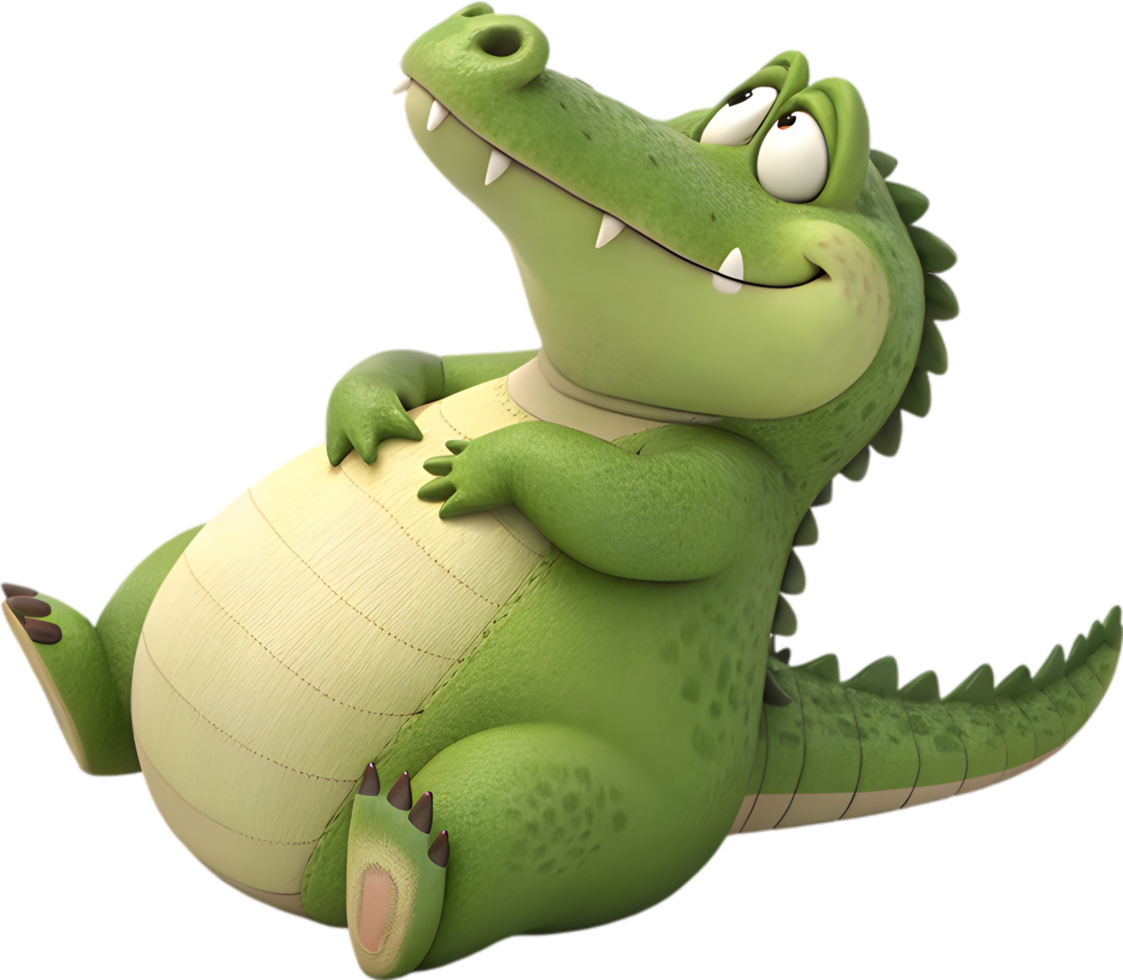 Crocodile Character Featuring Fun and Vibrant Japanese Animation Style. . png
