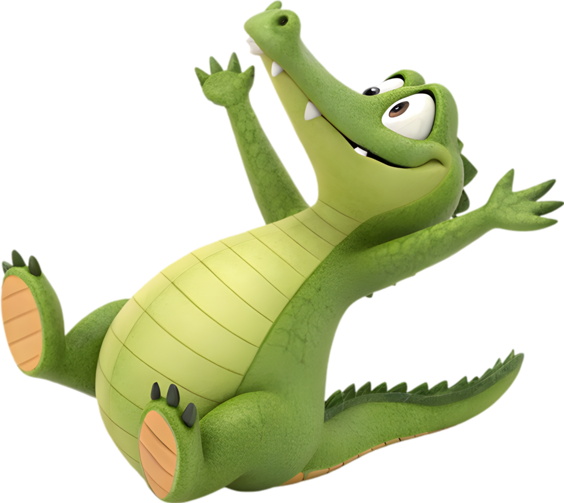 Playful Young Crocodile Displaying Vibrant Japanese Animation Style. . png