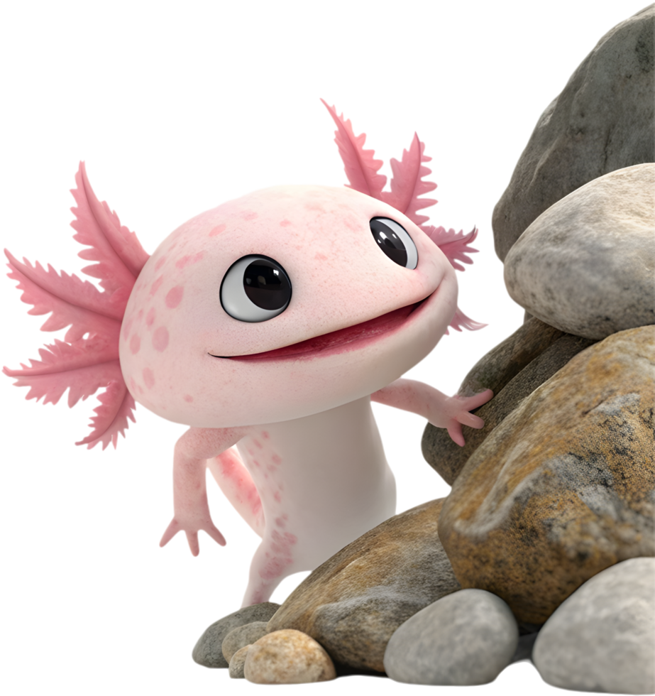 Artistic Axolotl Rendering Showcasing Playful And Vibrant Juvenile Behavior. . png