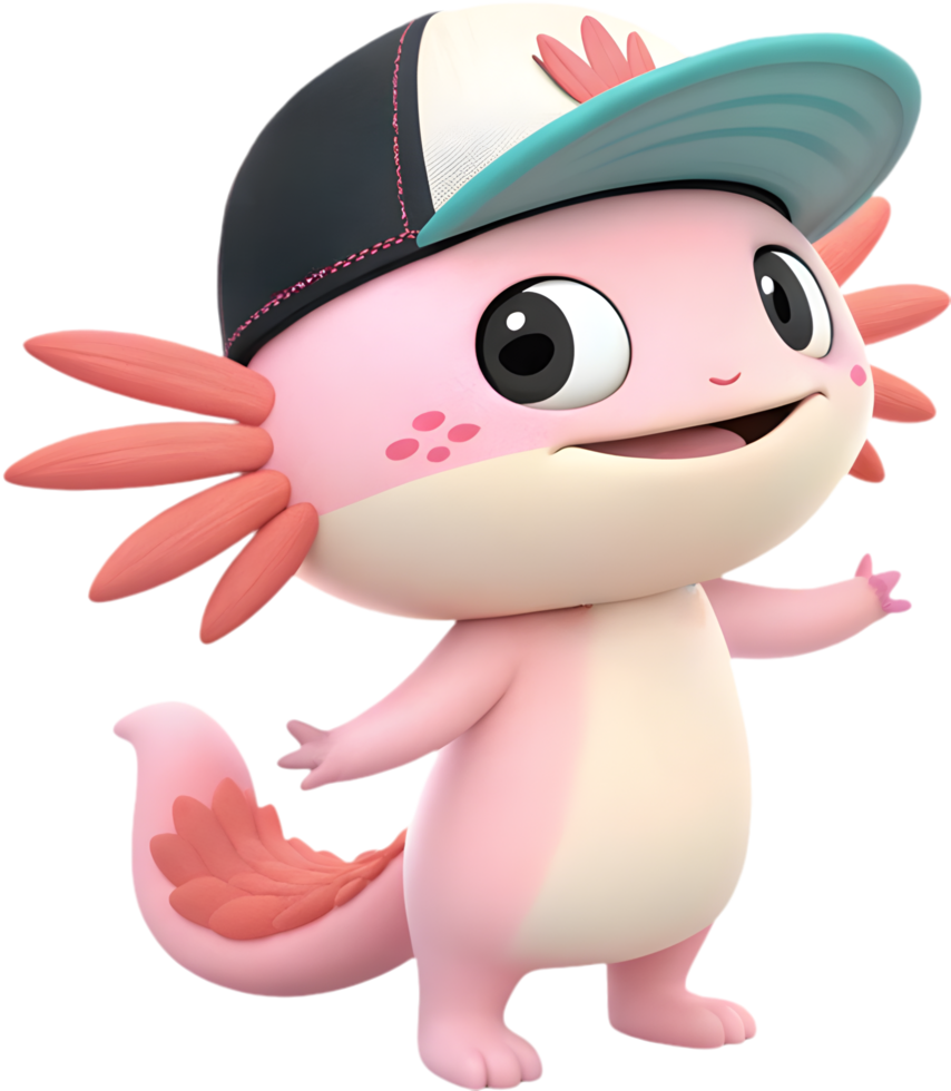 Dynamic Juvenile Axolotl With Playful Energy And Artistic Expression Style. . png