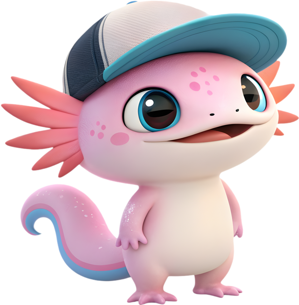 Playful Juvenile Axolotl With Distinctive Features In Artistic Illustration. . png
