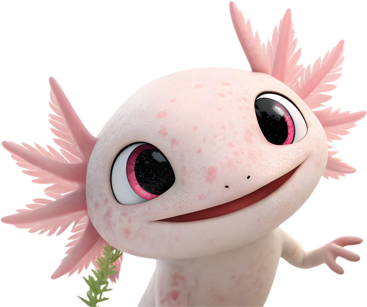 Cute Axolotl Rendering Displaying Playful And Vibrant Natural Characteristics. . png