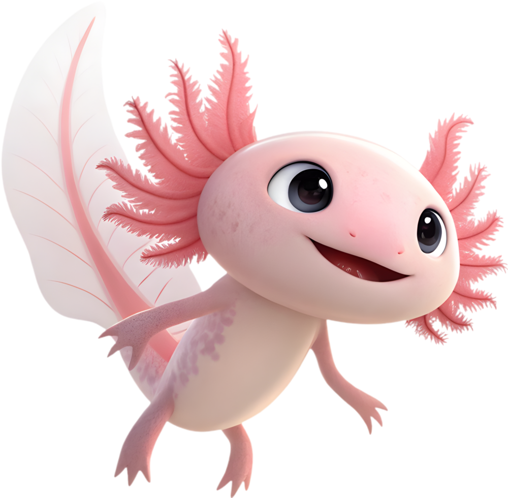Vibrant Axolotl Illustration Depicting Playful Juvenile Features And Charm. . png