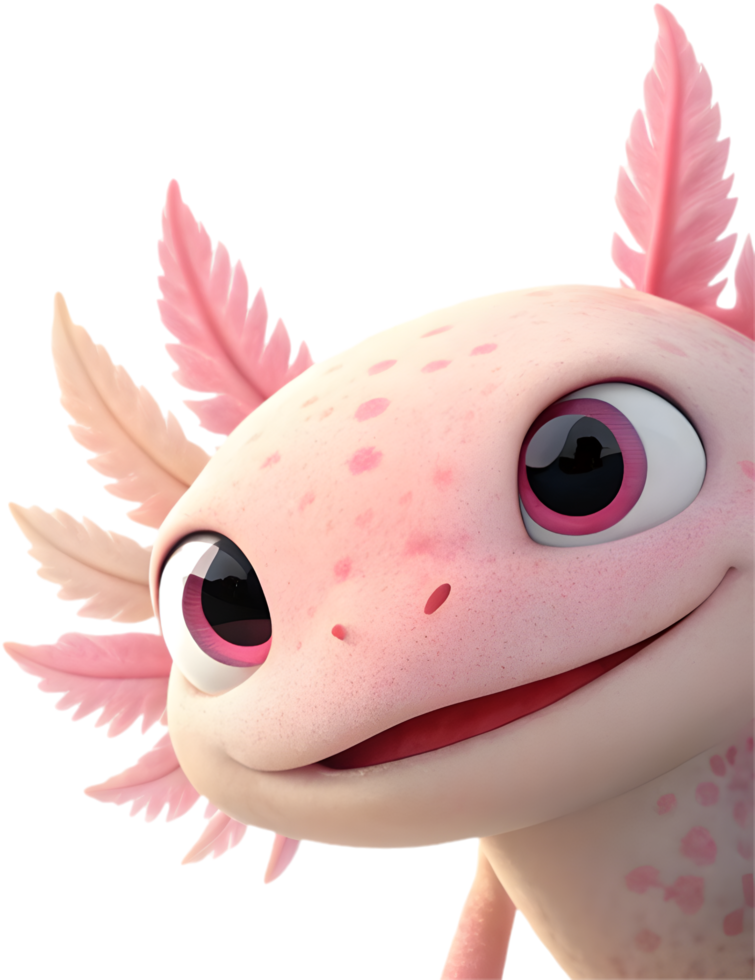 Dynamic Juvenile Axolotl Captured In Artistic Style With Vibrant Energy. . png