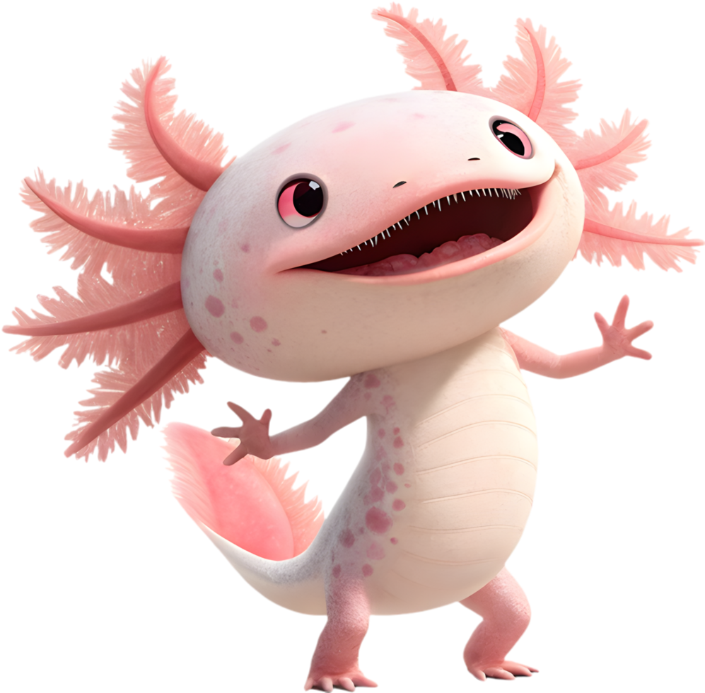 Artistic Juvenile Axolotl Displaying Unique Features And Playful Energy. . png