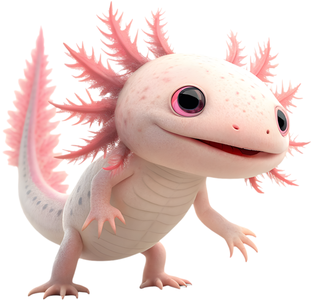 Juvenile Axolotl In Dynamic Artistic Design Highlighting Unique Characteristics. . png