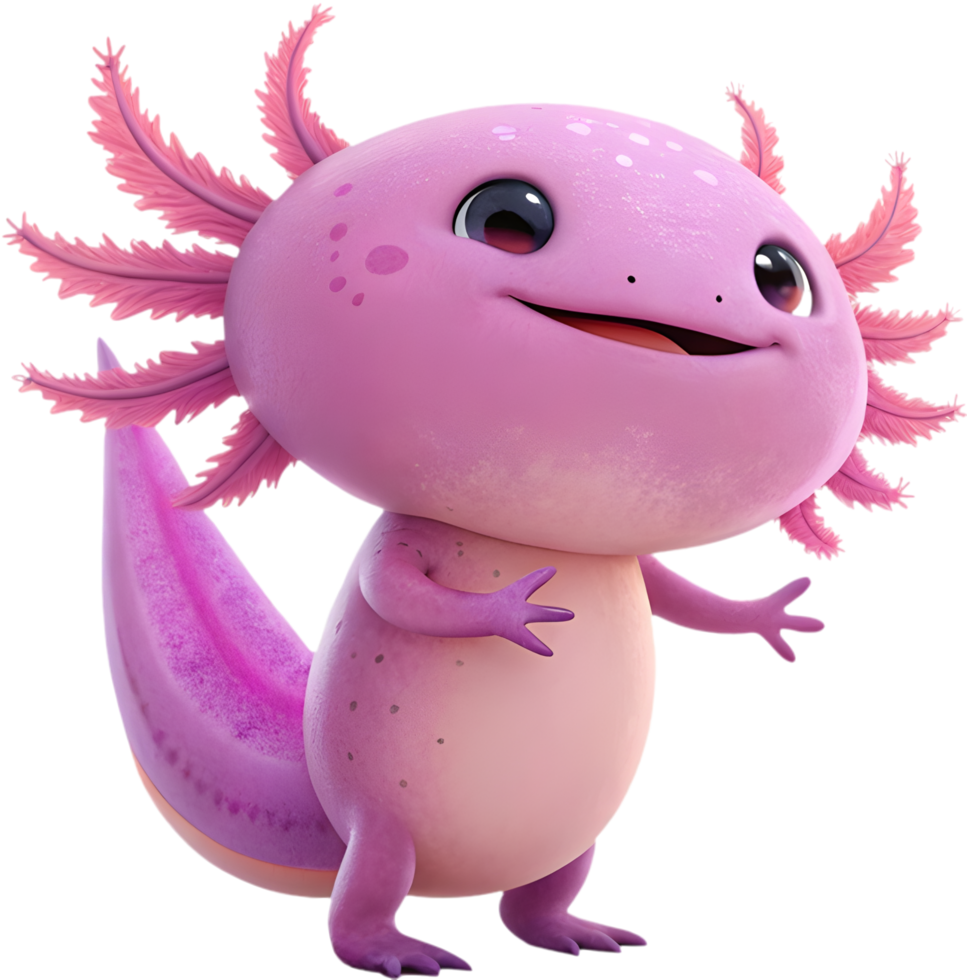 Charming Axolotl Design Demonstrating Distinctive Traits And Playful Movement. . png