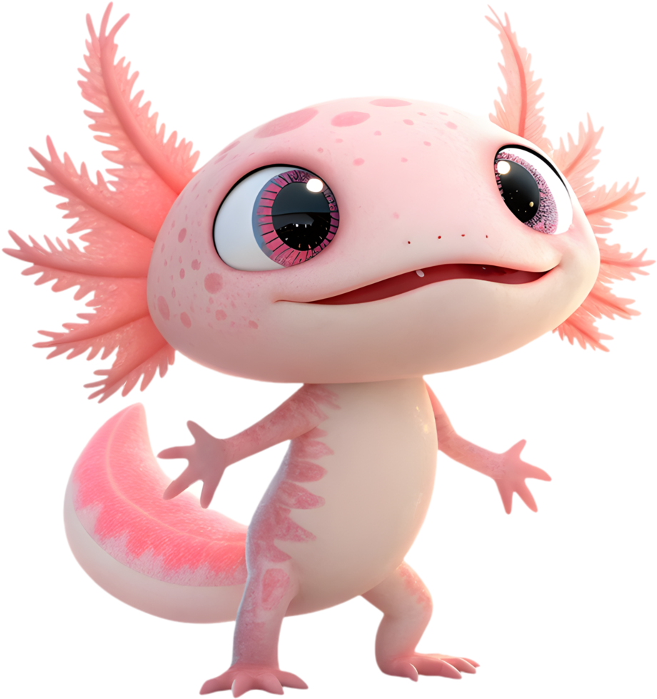 Engaging Axolotl Character Design With Distinctive Features And Vibrant Poise. . png