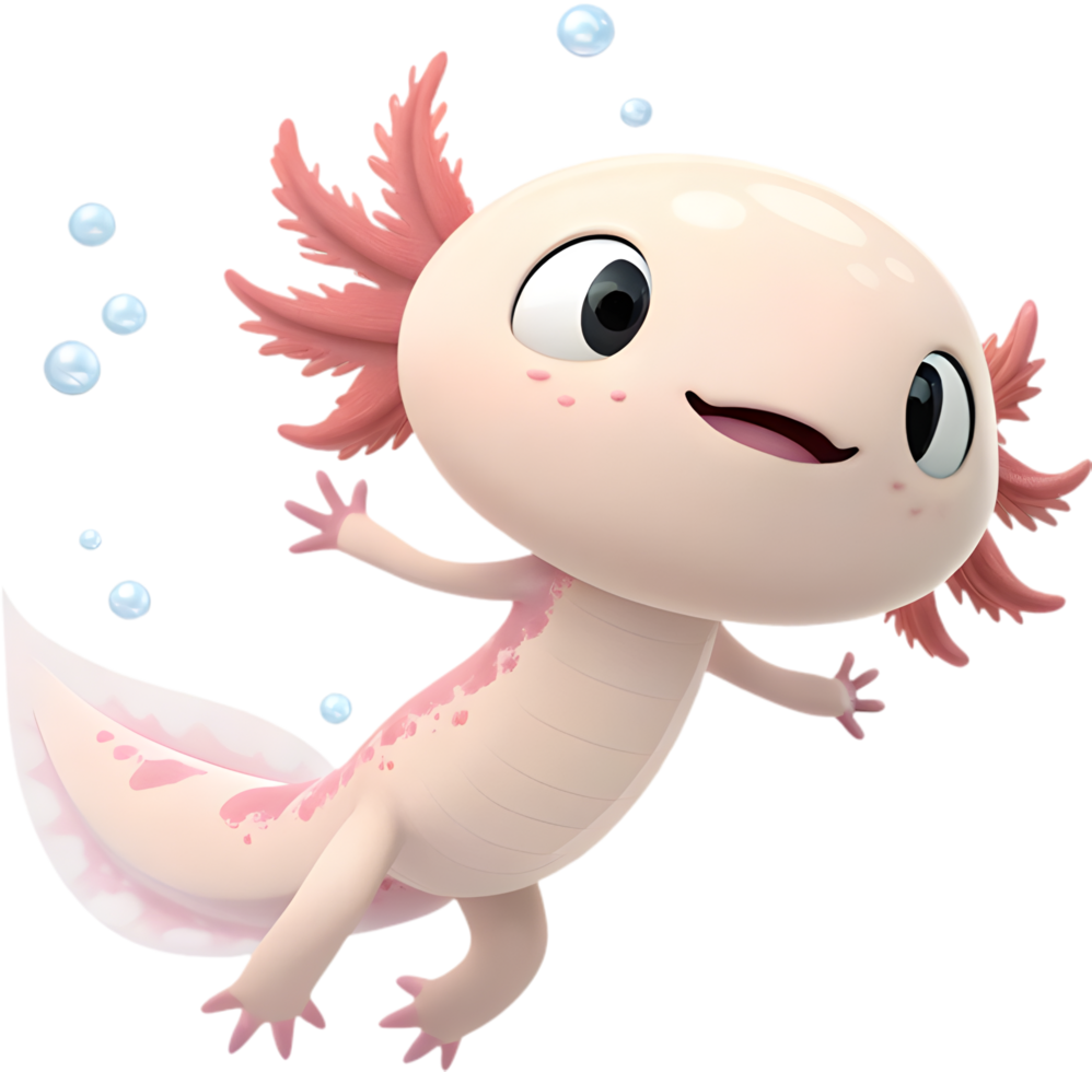 Artistic Axolotl Rendering Depicting Playful Juvenile Energy And Creativity. . png