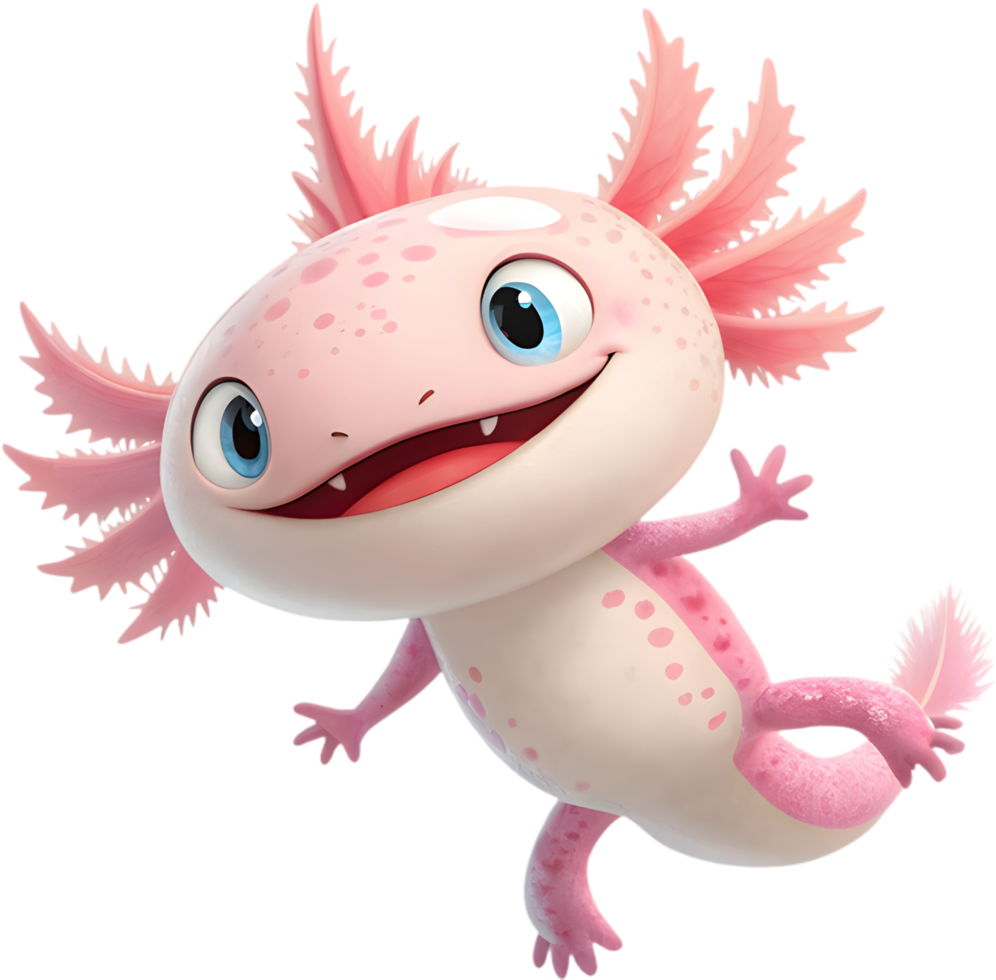 Adorable Axolotl Depicting Playful Juvenile Energy And Unique Natural Style. . png