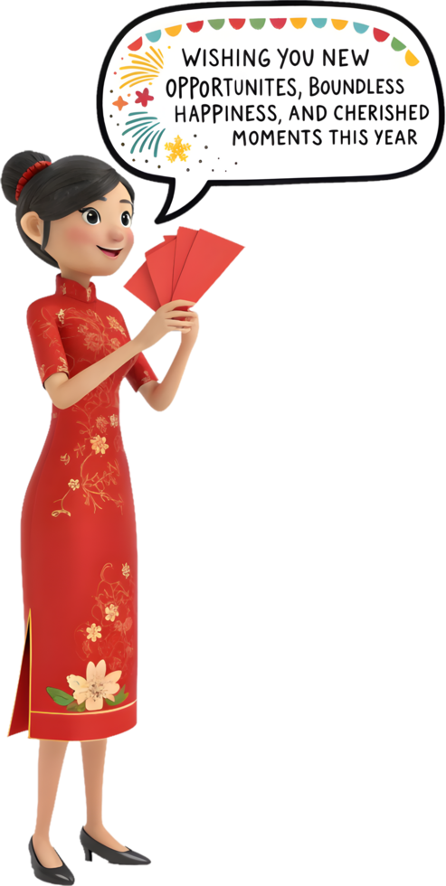 Festive Happiness Expressed by a Cheerful Chinese Girl. . png