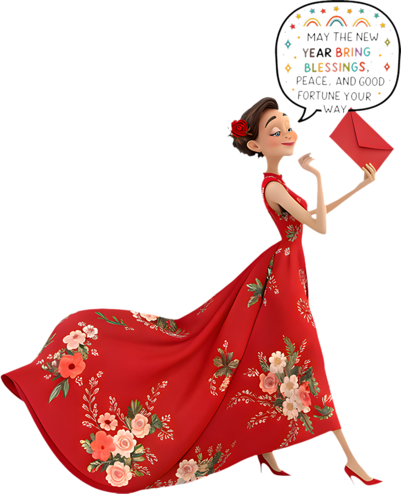 Festive Cheer With a Chinese Girl in Traditional Attire. . png