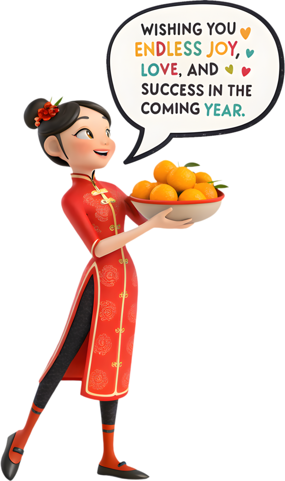 Happy Lunar New Year From a Cheerful Chinese Girl. . png