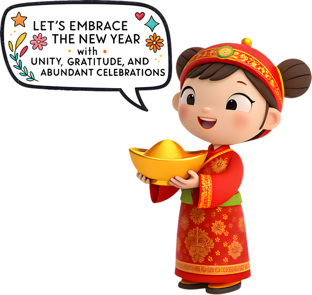 Chinese New Year Cheer With a Festive Smiling Girl. . png