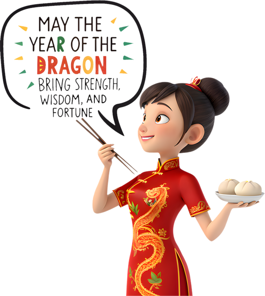 Chinese Girl Wishing You a Joyful Festive Celebration. . png