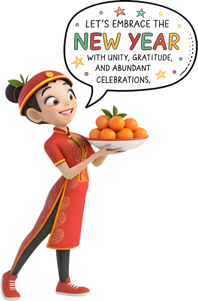 Happy New Year Wishes From a Charming Chinese Girl. . png