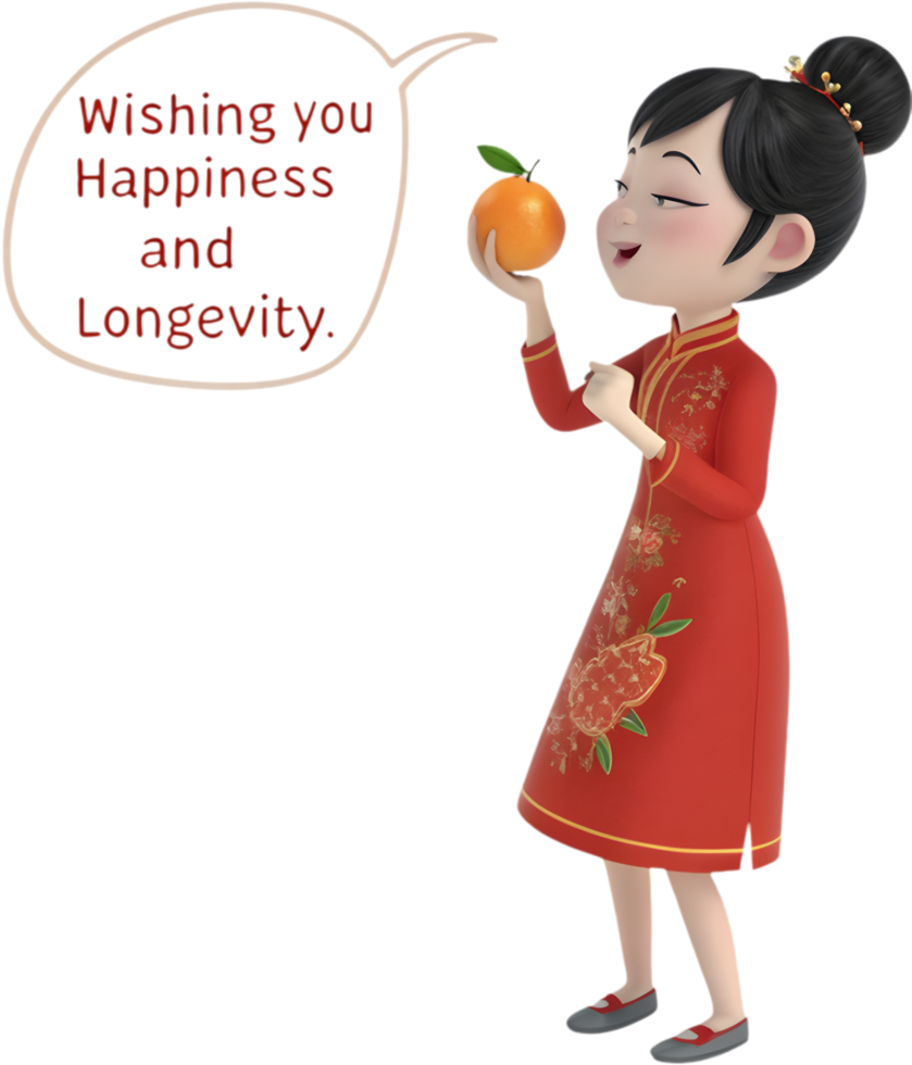 Adorable Girls Joyful Gesture for Lunar New Year Happiness. . png