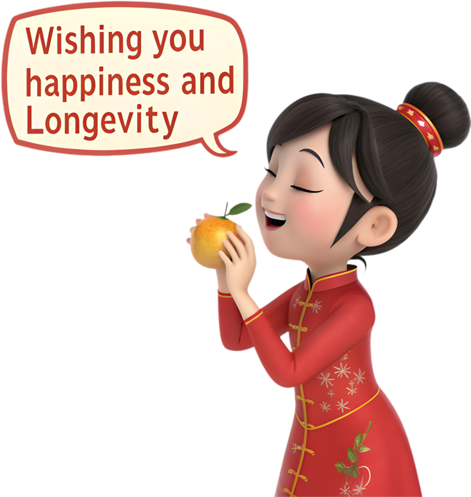 Festive Joy Highlighted by a Cheerful Chinese Girl Pose. . png