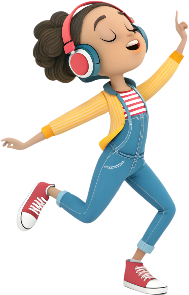 Elegant Cartoon Woman in a Cheerful and Playful Design. . png
