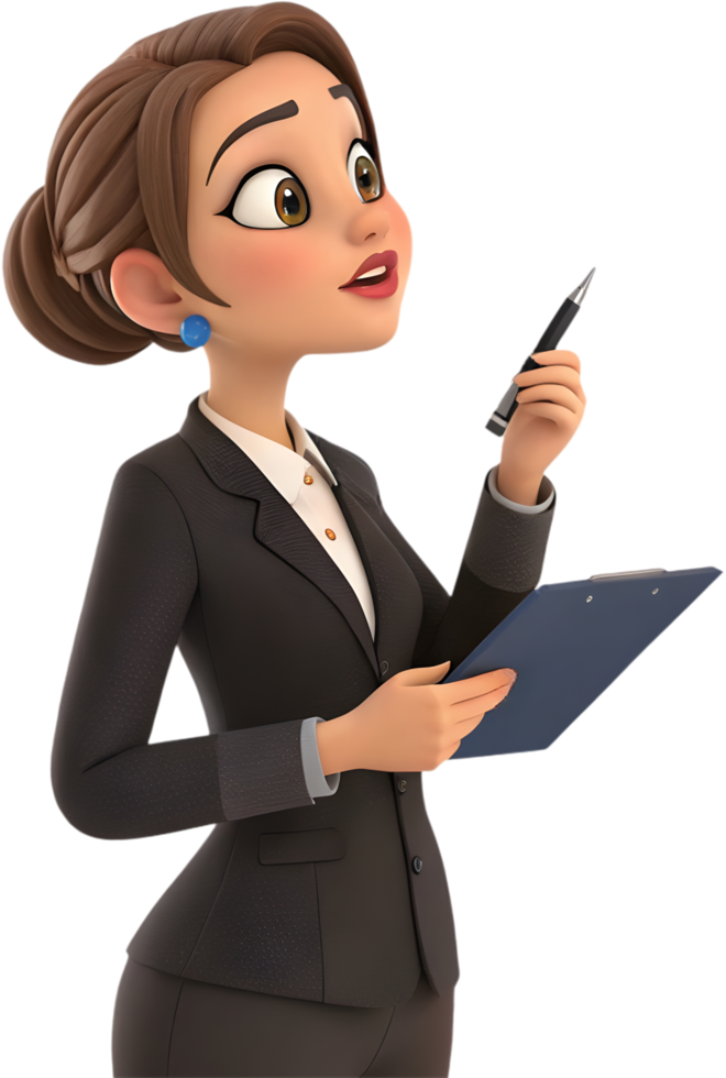 Elegant Cartoon Character Featuring a Cheerful Stylish Woman. . png