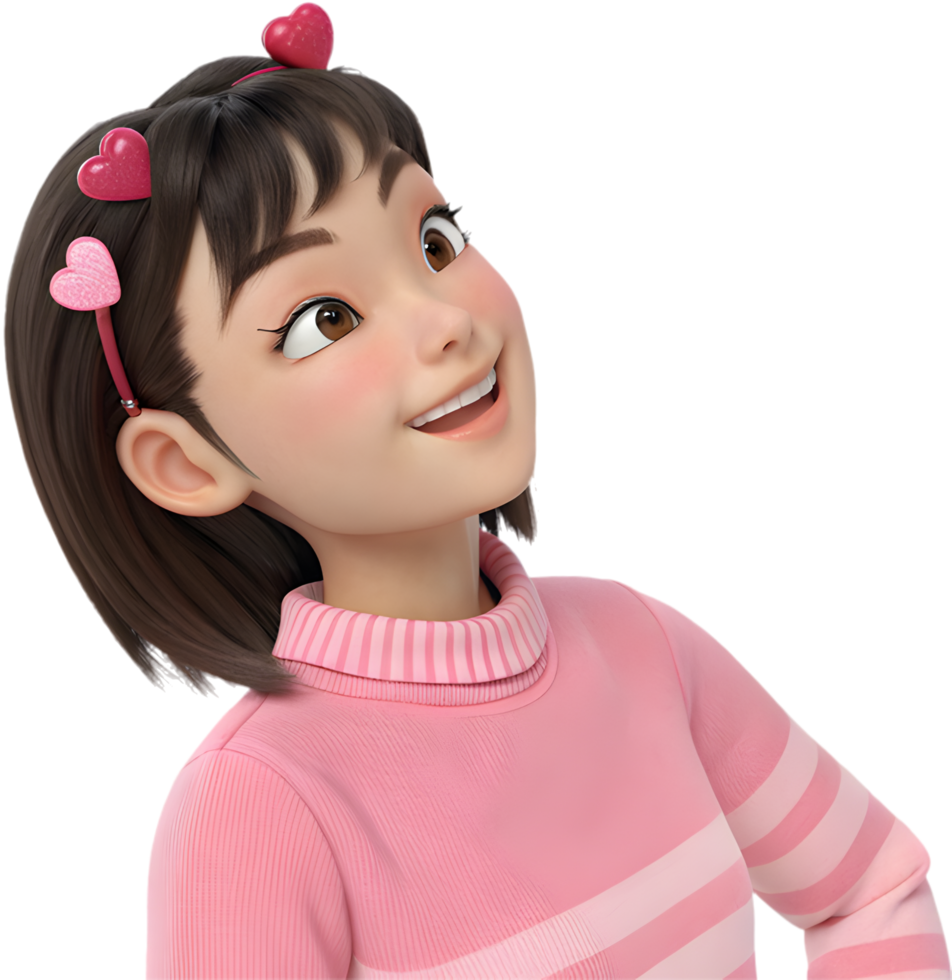 Adorable Cartoon Woman with a Cheerful Vibrant Design. . png