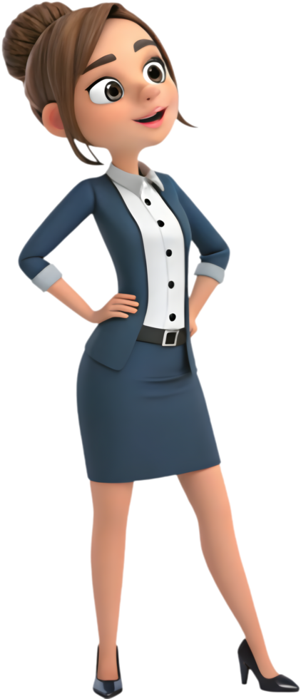 Playful and Artistic Cartoon Illustration of a Cute Lady. . png