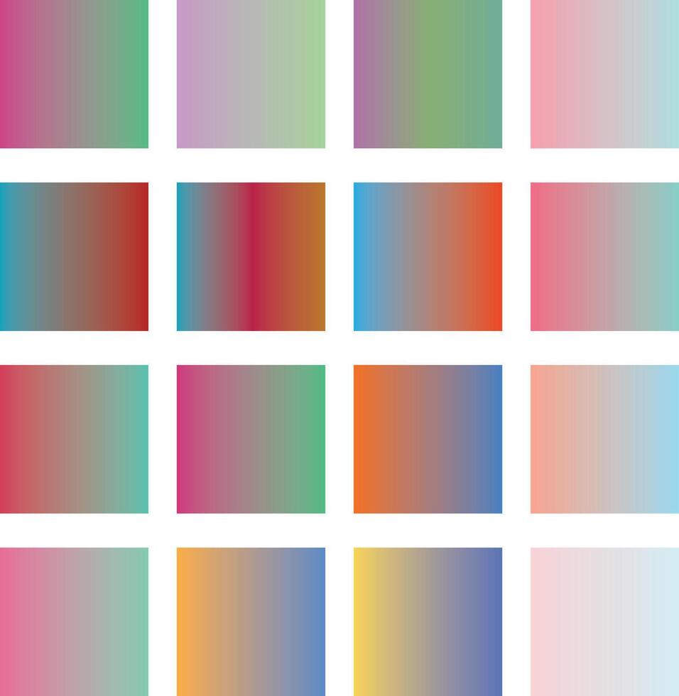Set of 16 Colorful Gradient Shades for Creative Designs vector
