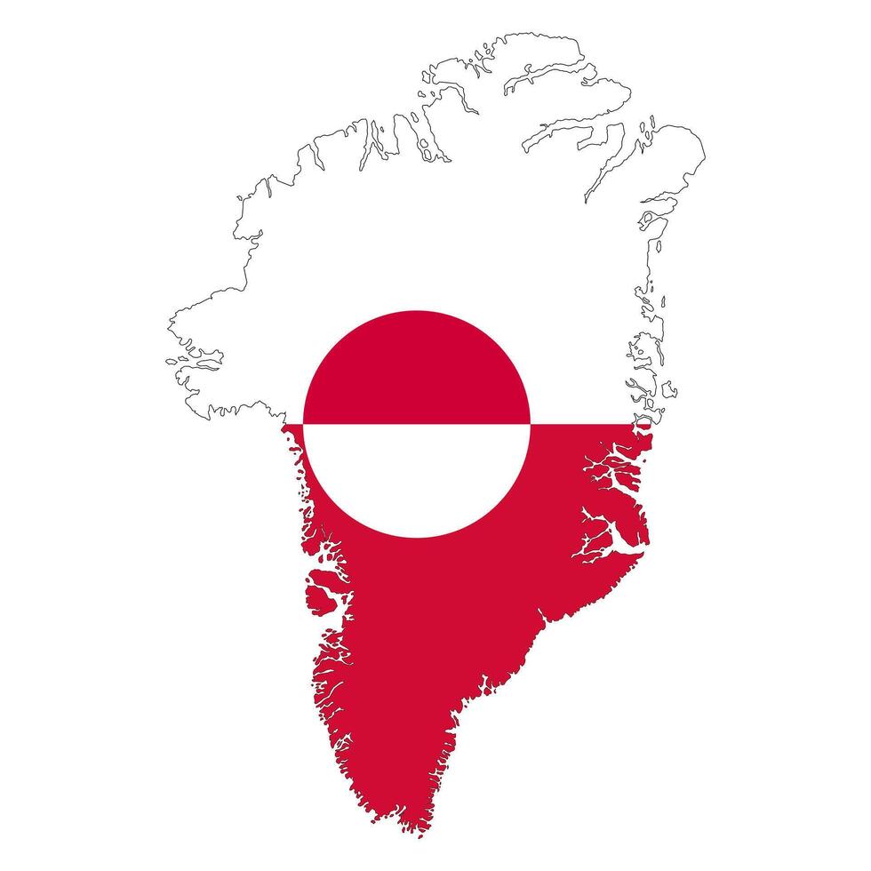 Greenland flag map contour illustration vector