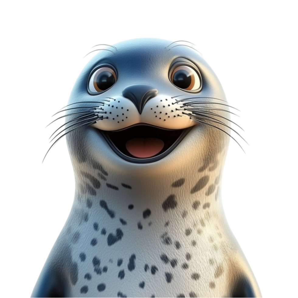 Cute Cartoon Seal with Large Eyes and Friendly Smile png